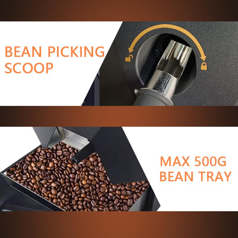 Electric Coffee Bean Roaster Machine, Smokeless Drum Roasting, for Home&Commercial Automatic Baking (B500)