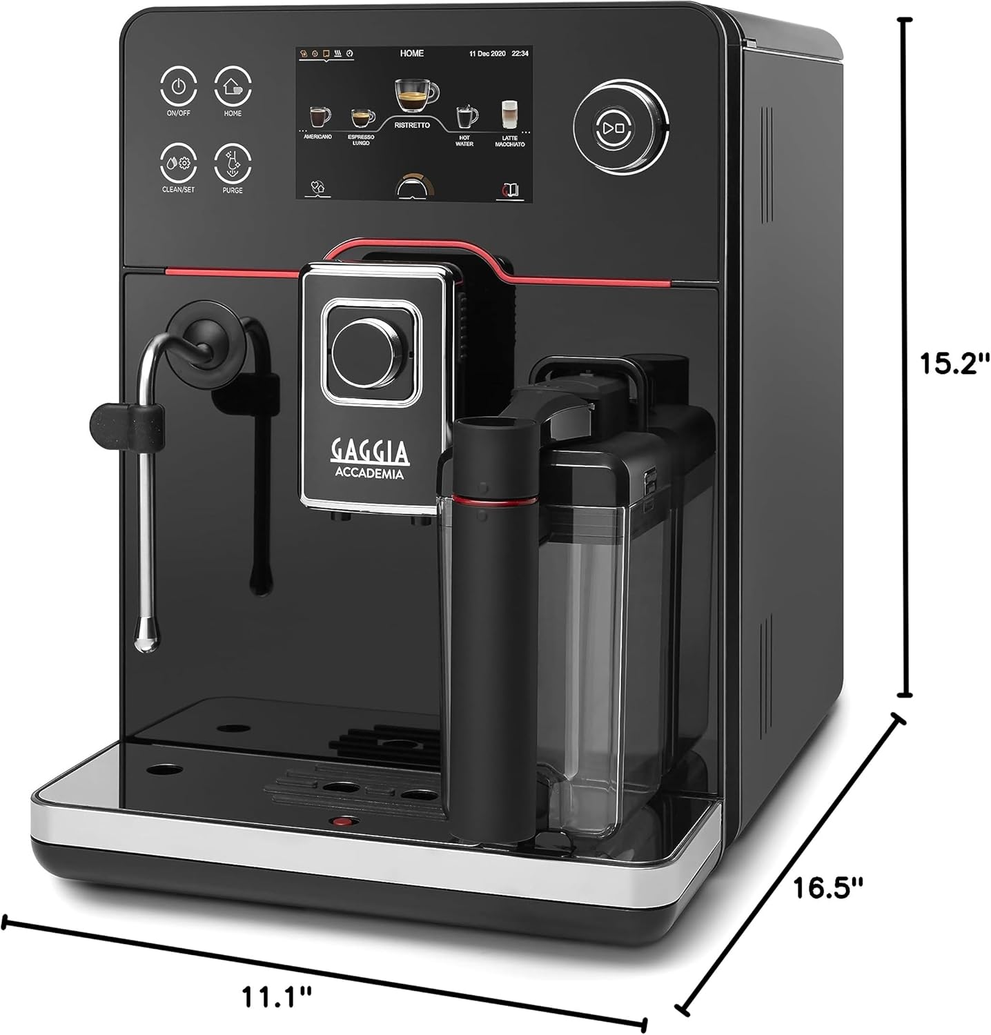 Gaggia Accademia Luxury Italian Fully Automatic Espresso Machine with 19 Customized drink settings,0.5 Liters,RI9782/46 Brushed Stainless