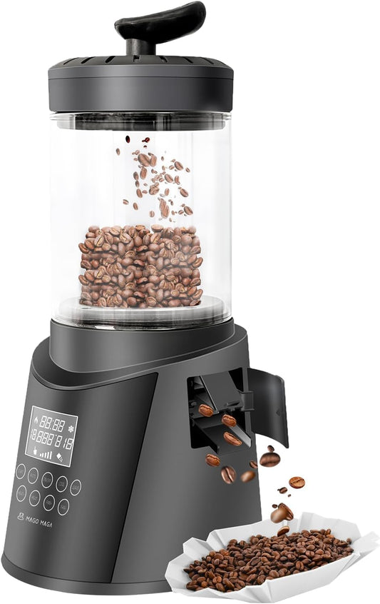 Smart Home Coffee Bean Roaster, Digital Display, Auto and Manual Modes, 300g Capacity Ultra-low Smoke Chaff Collection, Transparent Viewing, Auto-Cooling, 120V,Ver1.5