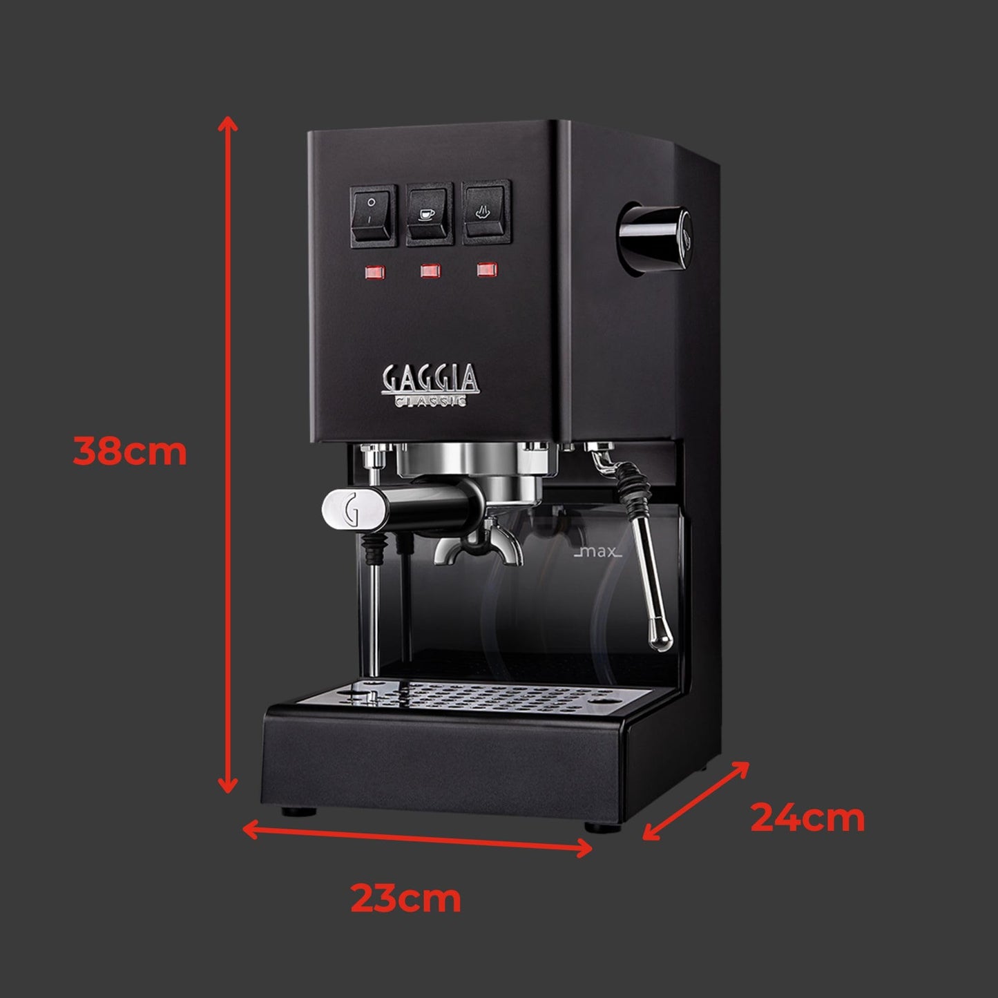 Gaggia RI9380/49 Classic Evo Pro Espresso Machine, Thunder Black, Small