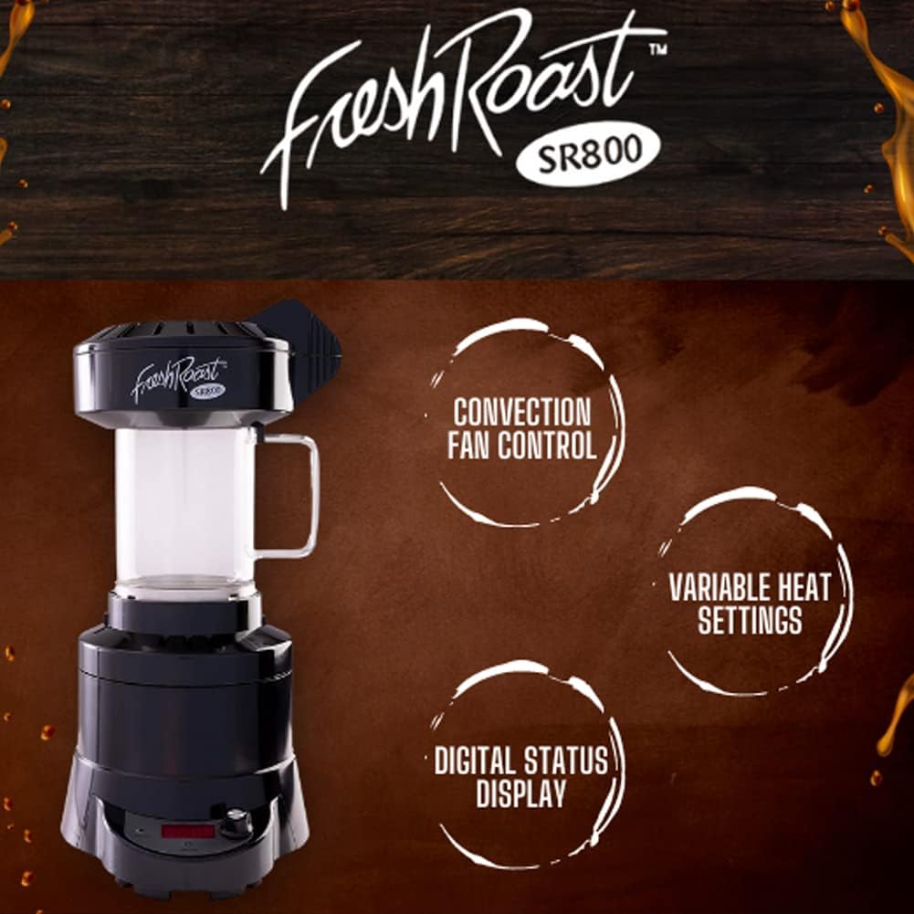SR800 Coffee Roaster – Roast Coffee at Home – Variable Heat and Fan Control – Digital Display – Roasts 6–8 oz (170–226g) Per Batch – Easy to Use – Fast Roast Time