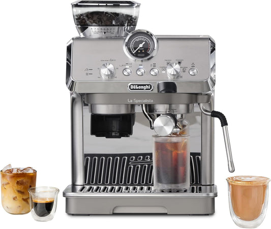 De'Longhi La Specialista Arte Evo Espresso Machine - Compact Cold Brew Coffee Maker with Grinder, Milk Steam Wand/Frother & Tamping Tools - Home Barista Kit for Lattes, Cappuccinos, Iced Coffee
