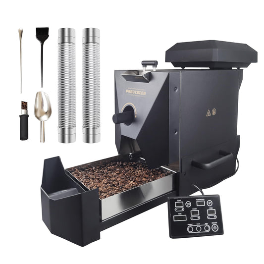 500g Automatic Coffee Roaster Machine for Home Use Wth Smoke Filter(Suitable for Light Roasting), The Smoke Pipes (Suitable for Medium and Dark Roasting) and Chaff Collector